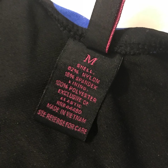 🖤💙 Material Girl Black & Blue Striped Swim Suit - Picture 4 of 5